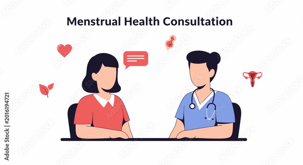 Fototapeta premium Menstrual Health Consultation: Doctor Advising Patient on Women's Health Issues