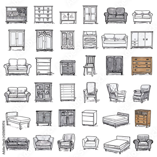 Furniture pieces for home decoration.