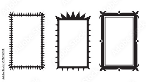 Bild auf Leinwand Gothic spike silhouette rectangle frame trio with star burst thorns, barbed bord