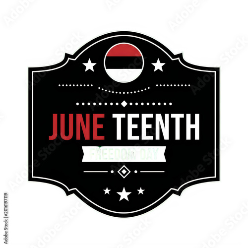 Juneteenth freedom day badge emblem with pan-african flag colors design for celebration and holiday social media