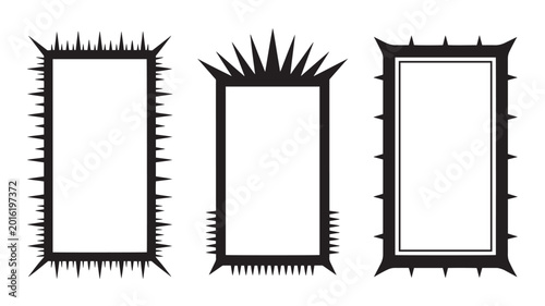 Konstfotografi Gothic spike and thorn narrow rectangle frame set with icicle drip, crown top an