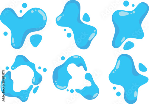 blue water puddle set illustration