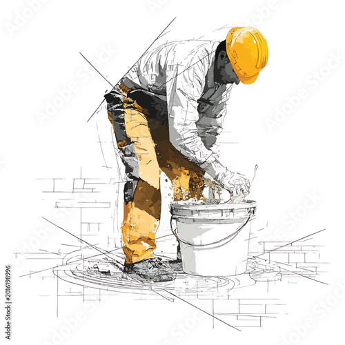Man installing a toilet bowl.