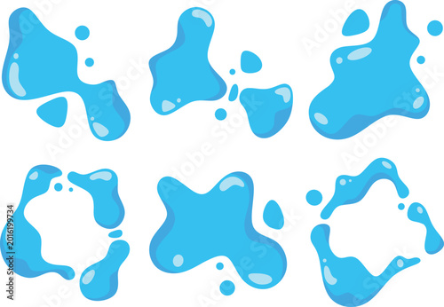 blue water puddle set illustration