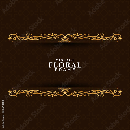 Canvas Print Beautiful elegant background with artistic golden floral frame