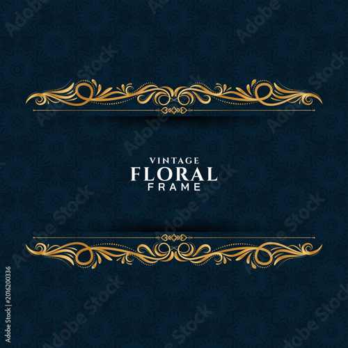 Photography Decorative elegant background design with golden floral frame