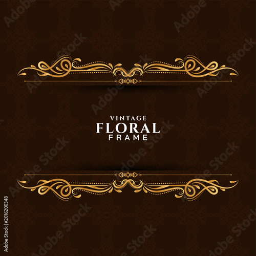 Canvas Print Stylish artistic background design with elegant golden floral frame