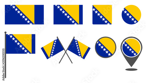Quadro em tela Vector set of bosnia and herzegovina flag for independence day design