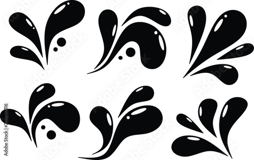 black water splash set element illustration