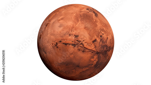 Bilde på lerret Planet mars realistic 3d render on transparent background