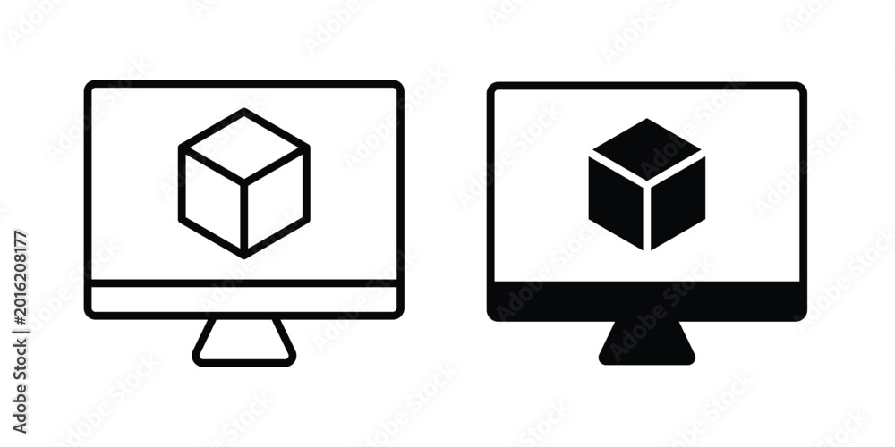 Fotografie Virtual machine icon vector design concept in black color