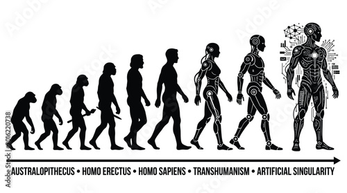 Photos The evolutionary journey from early hominids through transhumanism to artificial