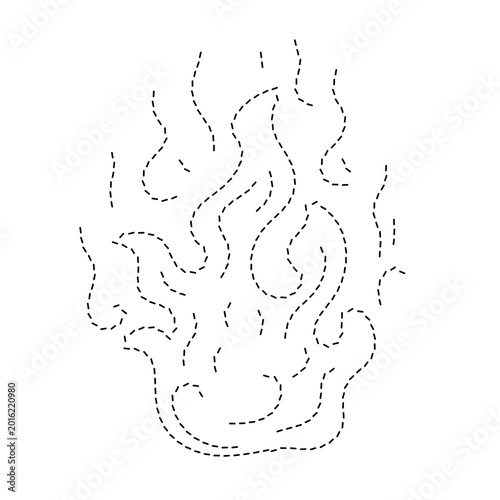 Canvas Print Abstract illustration of fiery shapes formed by dashed lines on a white backgrou