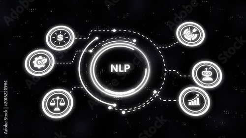 Nlp natural language processing concept with digital and network connection