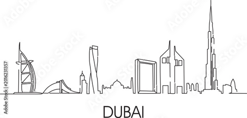 Принти на полотні Minimalist outline of Dubai's iconic skyline