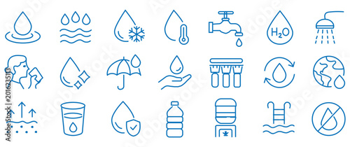 Schilderij op canvas Water treatment icon set