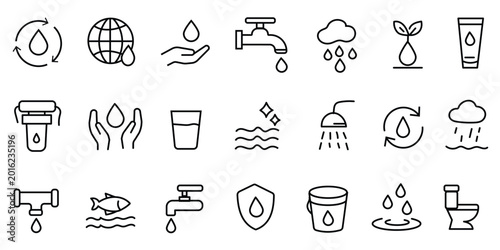 Bild auf Leinwand Water treatment icon set
