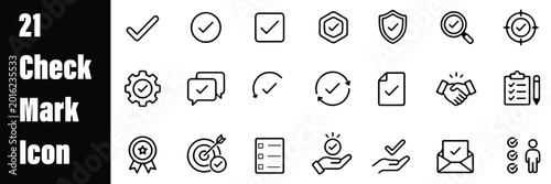 Foto Black Check Mark and Checkbox Icon Collection