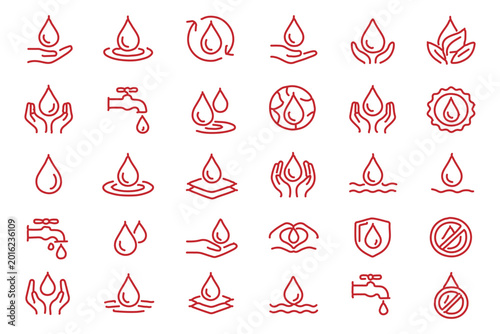 Foto water linear icon collection