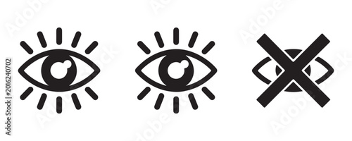 Quadro em tela Collection of eye icons set simple vision symbols abstract concept watchful observant closed eye unavailable view