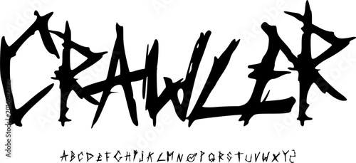 Photos Crawler Horror Scratch Font Alphabet – Sharp Handdrawn Display Typeface with Dar