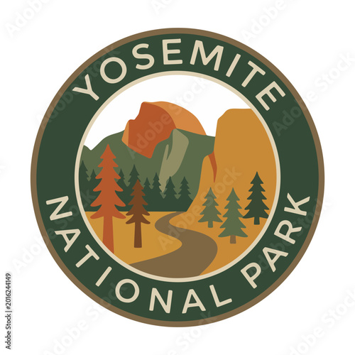 Yosemite National Park Vintage Travel Vector, Retro Mountain Landscape SVG Illustration, Yosemite svg