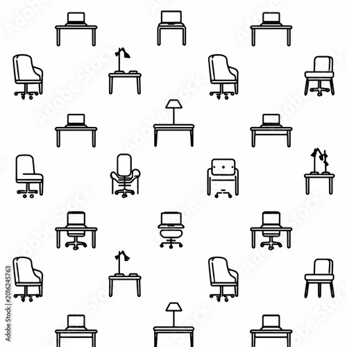 Collection of office furniture icons.