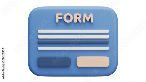 Blue form with input fields isolated on transparent background