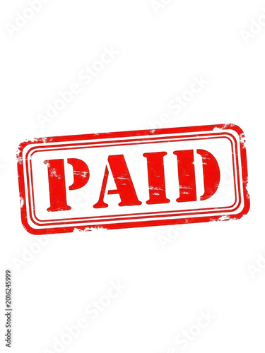 Red paid stamp isolated on transparent background