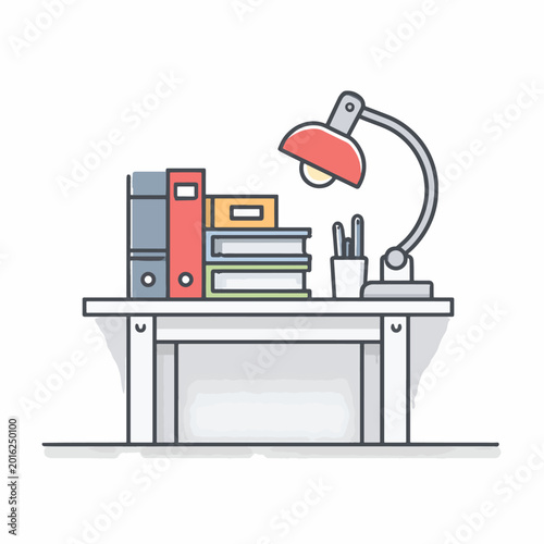 Desk lamp on office table workspace.