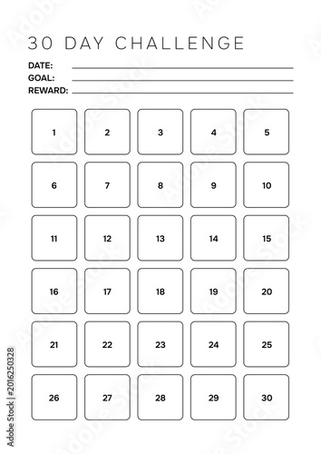 Modern 30 Day Challenge Tracker Template A4 Minimalist Habit Builder for Business Performance and Personal Growth