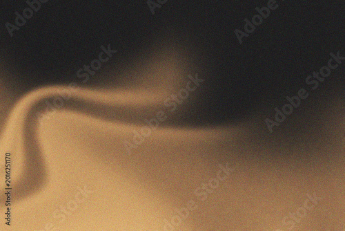 Abstract golden smoke texture on black background, ethereal light waves with grainy film aesthetic, luxury silk fabric motion blur