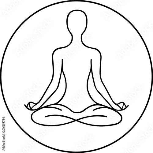 Meditation Pose Minimal Line Art Icon