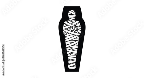 Obraz na płótnie Mummy in sarcophagus black and white silhouette