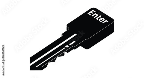 Tableau sur toile Key with enter text black silhouette high quality