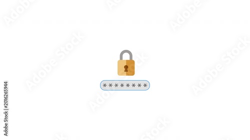 Password fail error security warning cartoon padlock animation video