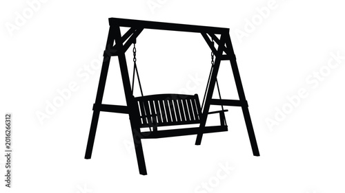 Porch swing silhouette on a white background