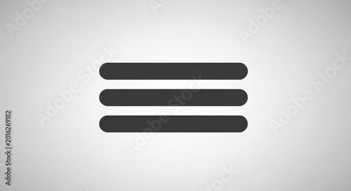 A minimalist graphic icon featuring three dark gray horizontal bars with rounded ends, stacked parallel on a light gray background, commonly representing a menu.
