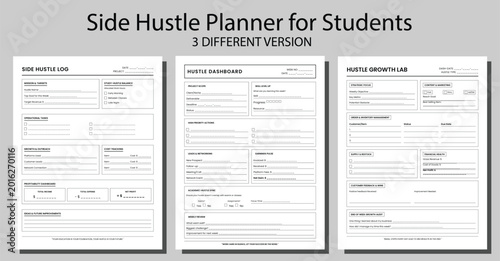 Tableau sur toile Side Hustle Planner and Project Tracker Bundle for Students, Minimalist Business