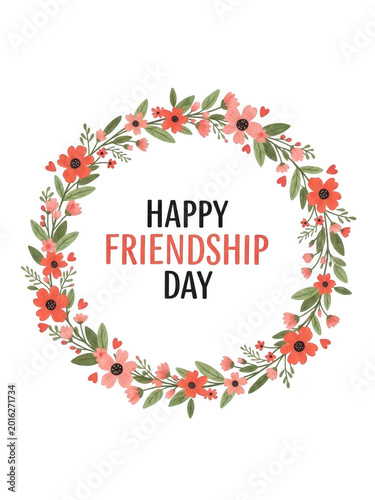Celebrating friendship with a floral wreath isolated on transparent background