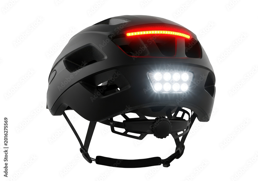 Fototapeta premium Black leather motorcycle helmet isolated on transparent background