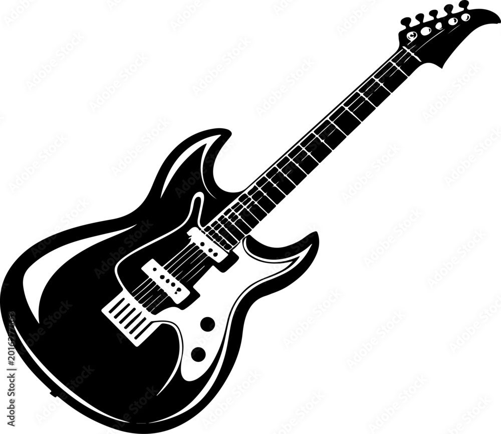 Obraz premium Electric guitar silhouette vector illustration