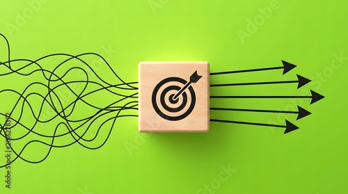 Business Target Achievement Concept with Arrows and Goal Success Strategy
