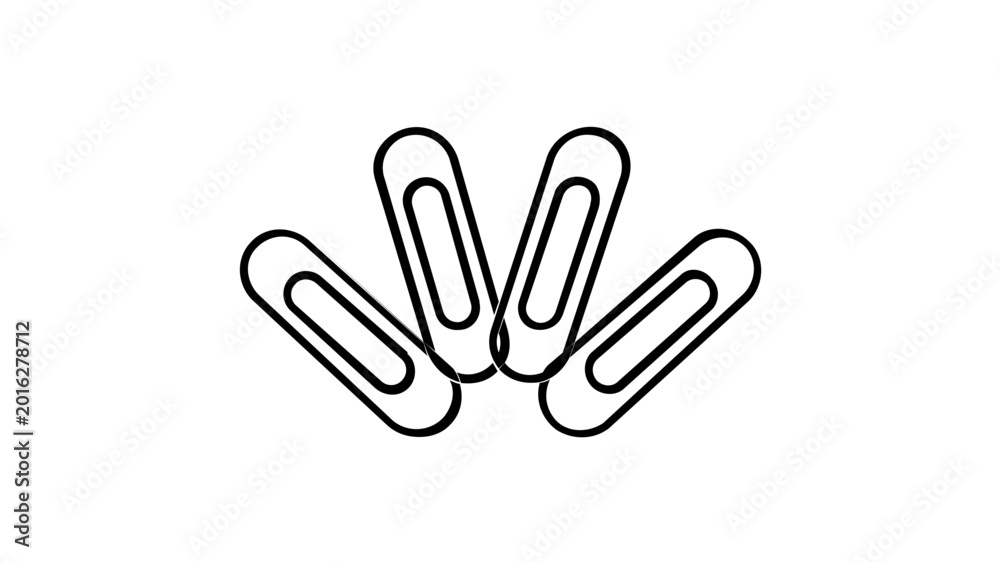 Fototapeta premium Detailed silver metal paper clips cluster vector icon illustration for organizing documents and workspace management stationery essentials isolated on a clean white background for graphic design.