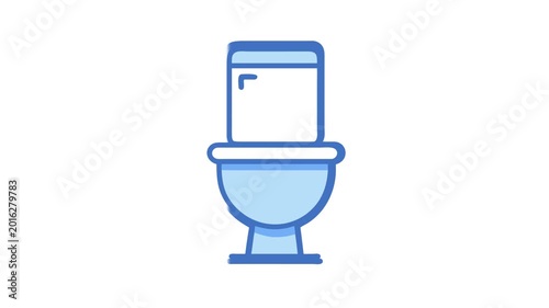 A clean and simple blue toilet illustration on White Background
