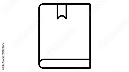 Professional leather-bound ledger book with bookmark for financial records, business accounts, and bookkeeping, clean minimalist line art vector icon illustration on white background, scalable.