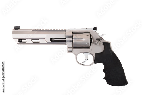 Fotografie Modern firearms - revolver on white background