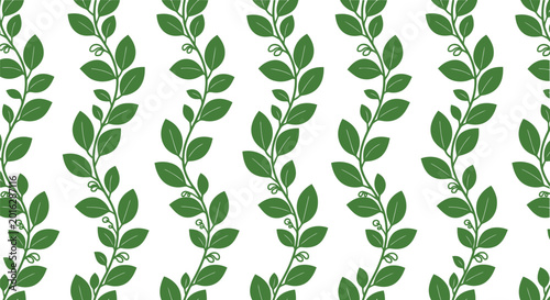 Green Leaf Block Print Vector Seamless Pattern for Nature-Inspired Textile and Wallpaper Design