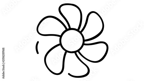 High efficiency computer cooling fan vector icon featuring black plastic blades, professional illustration for thermal solution marketing and network infrastructure hardware diagrams.