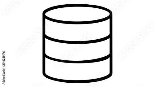 Three tiered silver metal cylinder database vector icon representing data storage, professional hardware illustration for server infrastructure and cloud information management systems.